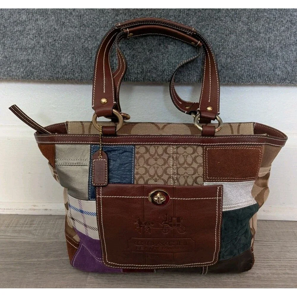 Y2K Coach Vintage Holiday Gallery Patchwork Shoulder Bag Tote
